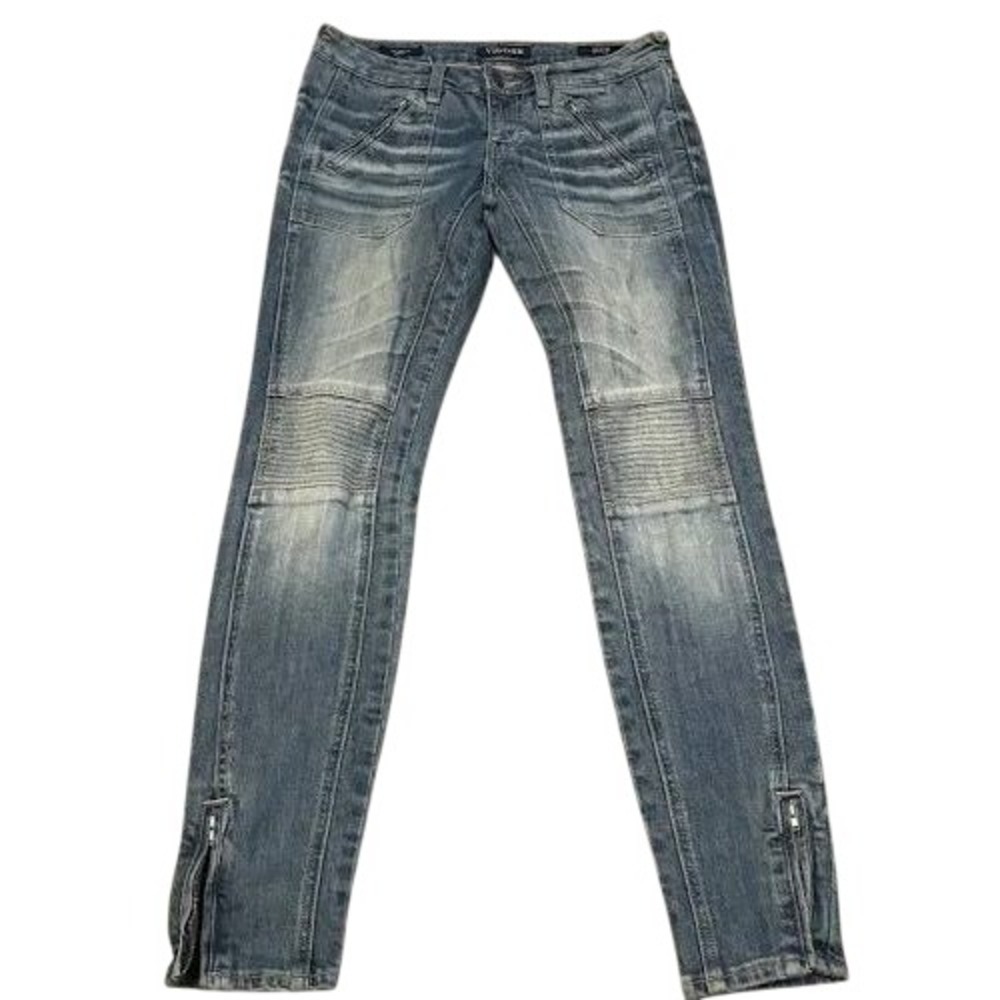 Vigoss Jeans The Moto Skinny Zipper Leg Women's 29 Blue Biker Edgy Denim Y2K